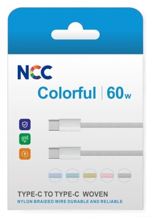 USB kabelis NCC "USB-C to USB-C" (60W) 1m zaļš