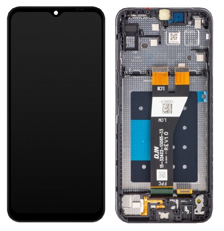 LCD screen Samsung A146 A14 5G 2023 ar touch screen un frame Melns original (used Grade A)