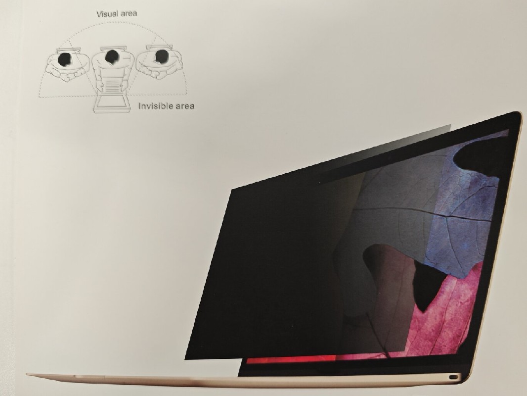 Screen protection glass "Privacy" 355x201mm bulk, ar glue