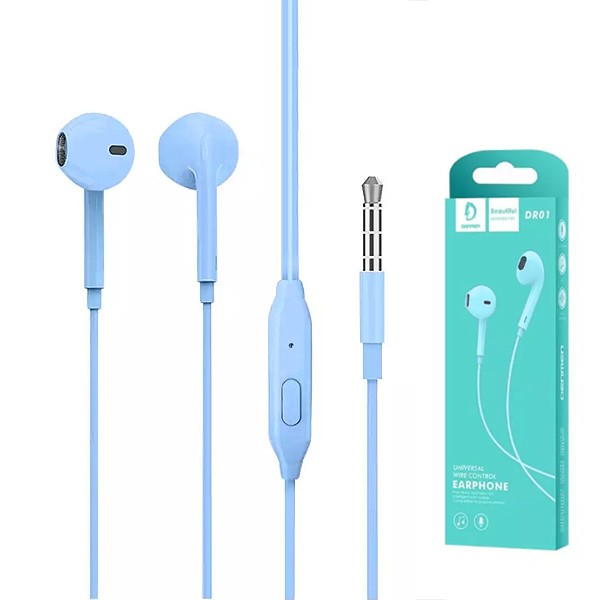 Handsfree Denmen (DR01B) 3,5mm zils
