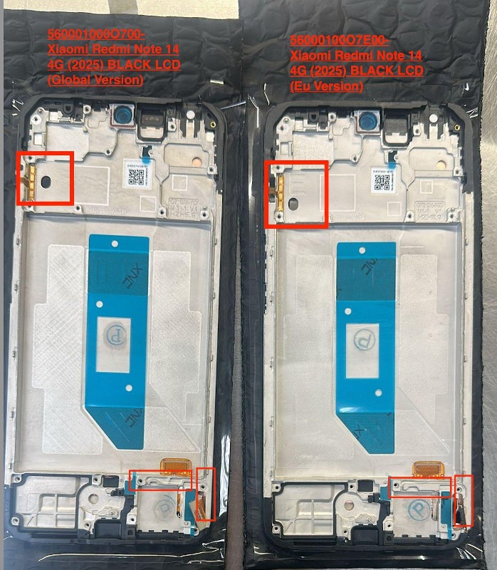 LCD screen Xiaomi Redmi Note 14 4G (Global, FZ4, JG1) ar touch screen ar frame Melns OLED