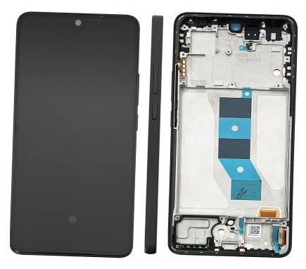 LCD screen Xiaomi Redmi Note 14 5G ar touch screen ar frame Melns OLED