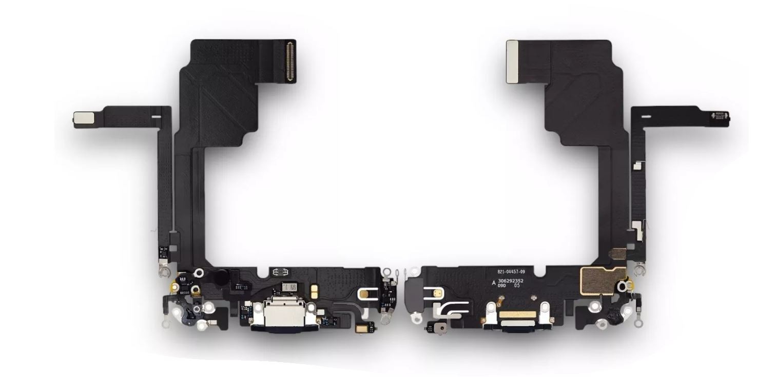 Flex priekš iPhone 15 Pro priekš charging connector ar microphone Zils Titanium original (used Grade A)