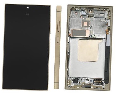 LCD screen Samsung S928 S24 Ultra ar touch screen un frame Titanium Dzeltens original (used Grade B)