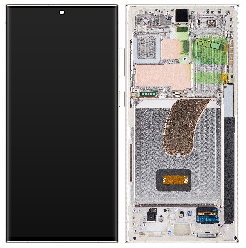 LCD screen Samsung S918 S23 Ultra 5G ar touch screen un frame Cream original (assembled service pack)
