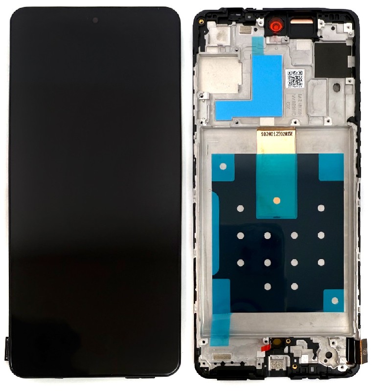 LCD screen Samsung M556 M55 5G ar touch screen un frame Melns OLED (real size)