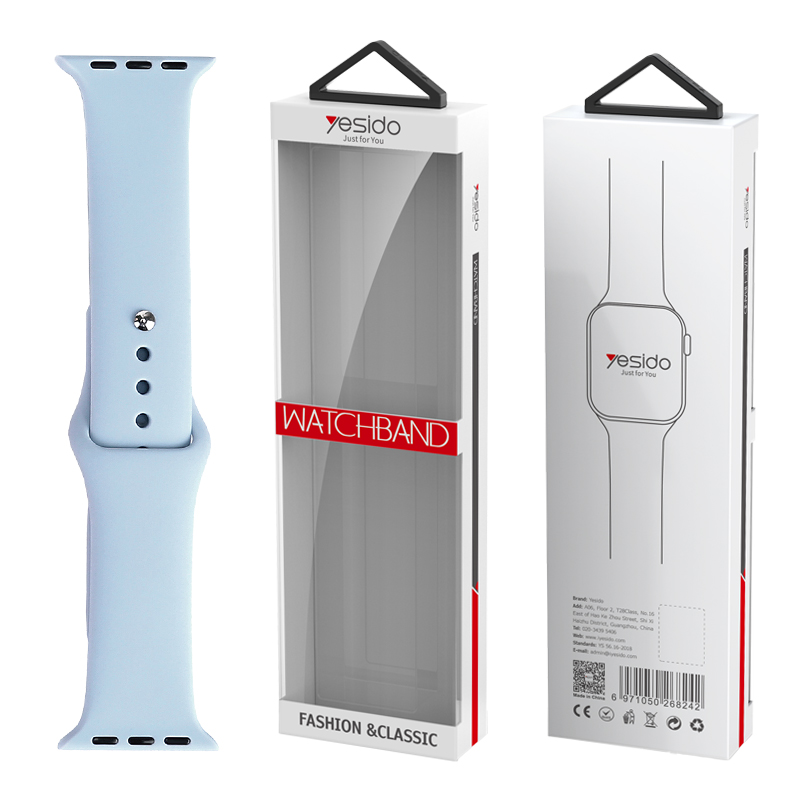 YESIDO WB44 silikona siksniņa iWatch S 38/40/41 (97+110) #65 gaiši zils