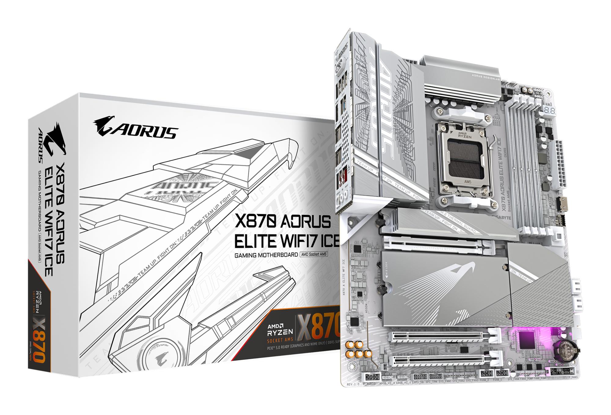 Mātesplate GIGABYTE X870 AORUS ELITE WIFI7 ICE AMD X870 Socket AM5 ATX DDR5