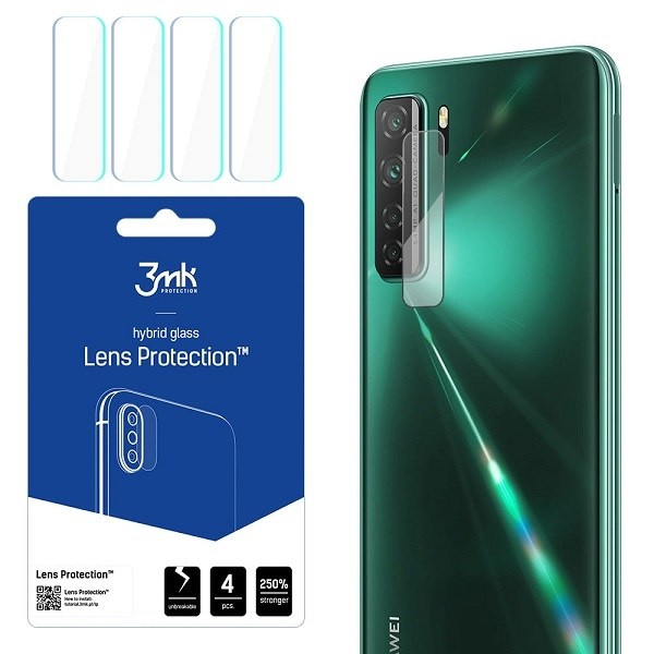 Hibrīda stikls 3MK Hibrīda stikls kameras HUAWEI P40 LITE 5G priekš kamerai 4 gab.