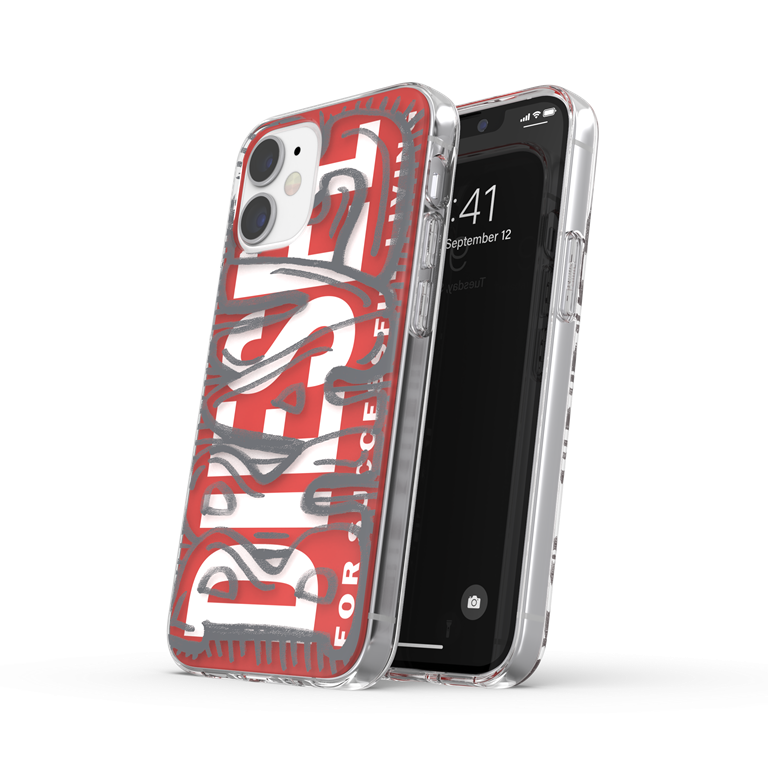 DIESEL Caurspīdīgs maciņš Snap IPHONE 12 MINI sarkans