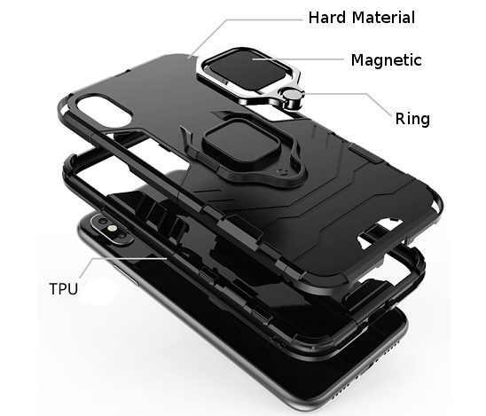 maciņš ARMOR RING MAGNETIC IPHONE XR melns