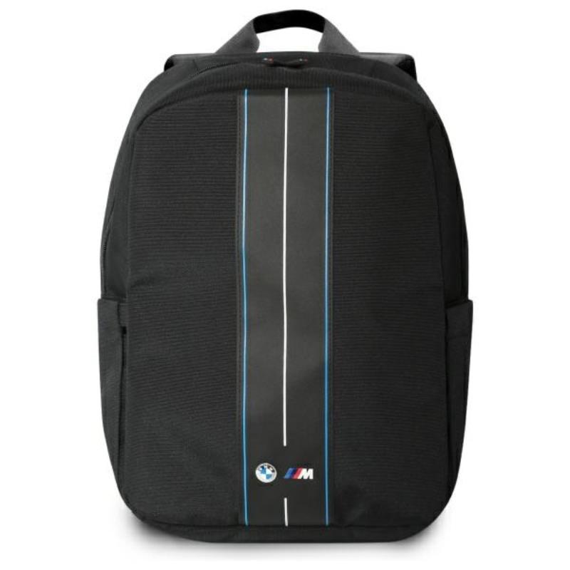 BMW Nylon zils Stripe - Laptop Backpack 16" (melns)