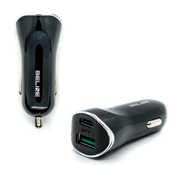 Beline Auto lādētājs 1xUSB i 1xUSB-C 5A 30W melns (tikai galviņa)