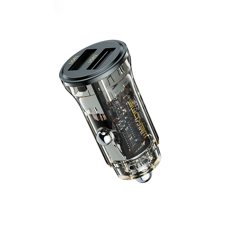 WEKOME WP-C40 Vanguard Series - auto lādētājs 2 x USB Fast Charging 15W (melns / caurspīdīgs)