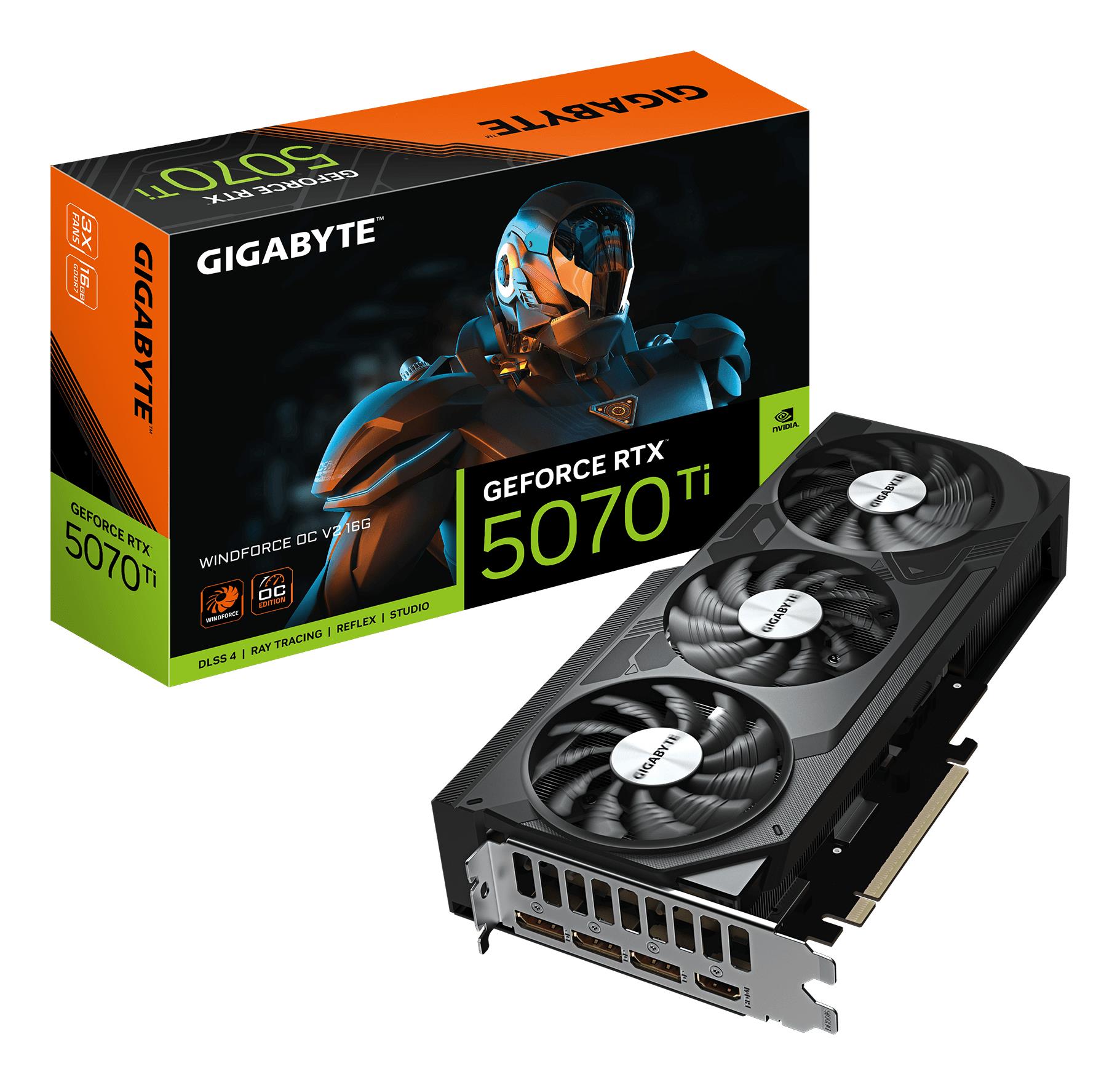 Gigabyte RTX 5070 Ti Windforce OC videokarte 16GB GDDR7 256bit PCIe 5.0