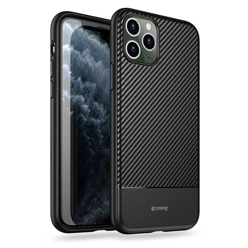 Crong Prestige Carbon Cover - iPhone 11 Pro maciņš (melns)