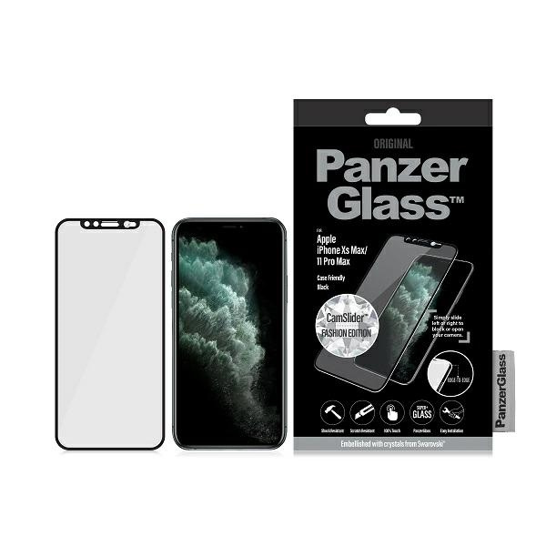 PANZERGLASS rūdīts stikls E2E SUPER + IPHONE XS MAX/11 PRO CF CAMSLIDER SWAROVSKY melns