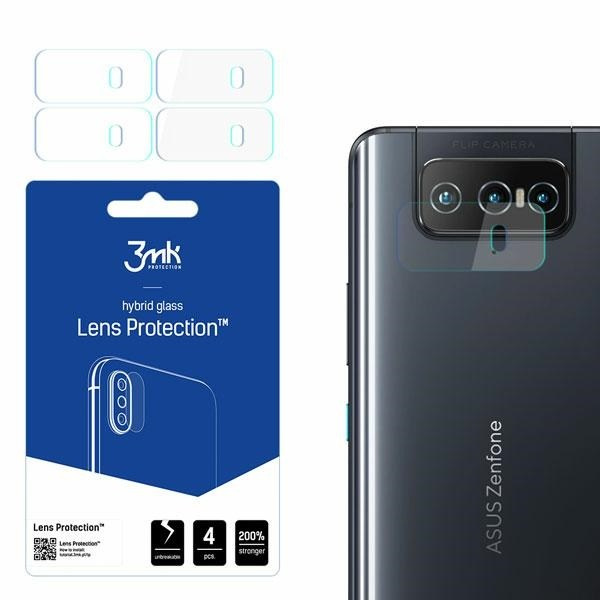 hibrīda stikls 3MK FLEXIBLE GLASS LENS ASUS ZENFON 8 FLIP 5G kamerai 4 gab..