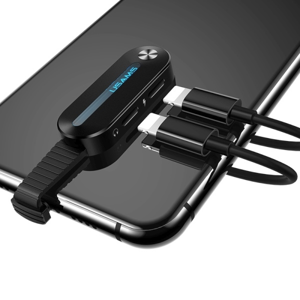 USAMS Adapteris AU10 2W1 2X LIGTNING LED melns