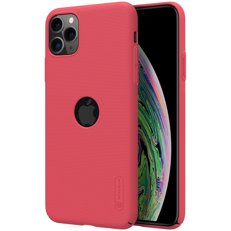 Nillkin Super Frosted Shield - maciņš Apple iPhone 11 Pro Max z wycięciem na logo (Bright sarkans)