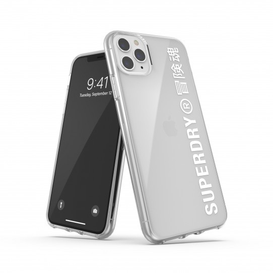 SUPERDRY Caurspīdīgs maciņš Snap IPHONE 11 PRO MAX caurspīdīgs / balts