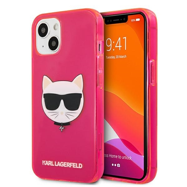 KARL LAGERFELD KLHCP13SCHTRP IPHONE 13 MINI 5.4 "rozā/rozā maciņš GLITTER CHAPETTE FLUO