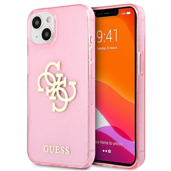 Guess GUHCP13SPCUGL4GPI iPhone 13 mini 5,4" rozā/rozā hard maciņš Glitter 4G Big Logo