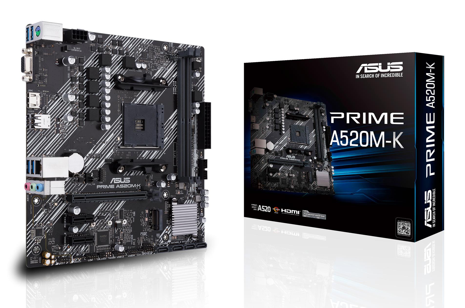 Mātesplate ASUS Prime A520M-K AMD A520 SAM4 DDR4 MicroATX