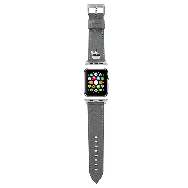 Karl Lagerfeld KLAWMOKHG Apple Watch siksniņa 38/40 / 41mm sudraba / sudraba siksniņa Saffiano Karl Heads
