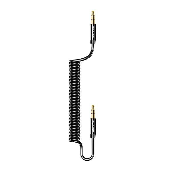 USAMS Adapteris SPRING AUDIO JACK 3,5MM -3,5MM 1,2M melns SJ256YP01 (US-SJ256)