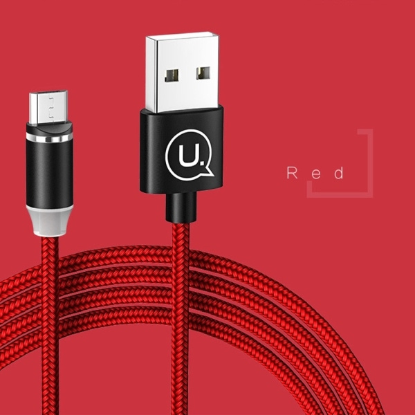 USAMS Kabelis magnētisks U-SURE MICROUSB 1M 2.1A pīts sarkans SJ294USB02 (US-SJ294)