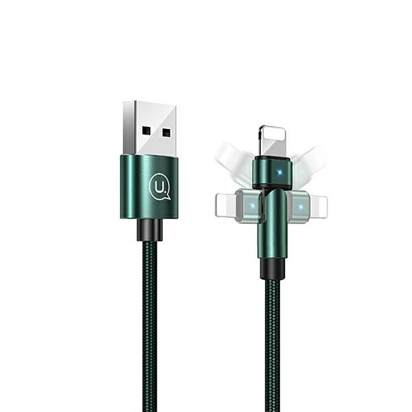 USAMS Kabelis pīts rotējošs U60 2A Lightning zaļš 1m SJ476USB02 (US-SJ476)