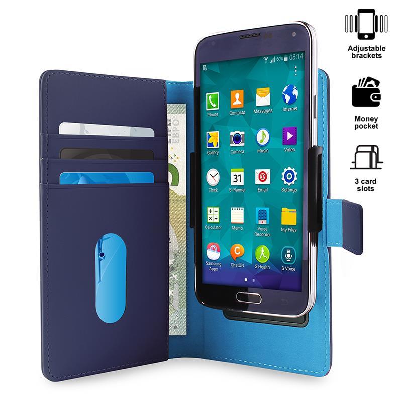 PURO Smart Wallet - universāls maciņš with a turētājs taking photos with pockets cards and money, size XL (zils)