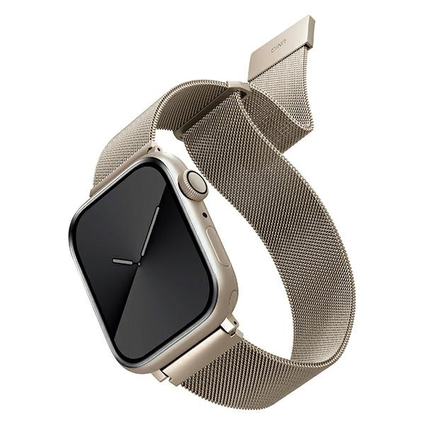 Uniq Dante nerūsējošā tērauda siksniņa priekš Apple Watch 1/2/3/4/5/6/7/8/SE/SE2 38/40/41mm - bēšs