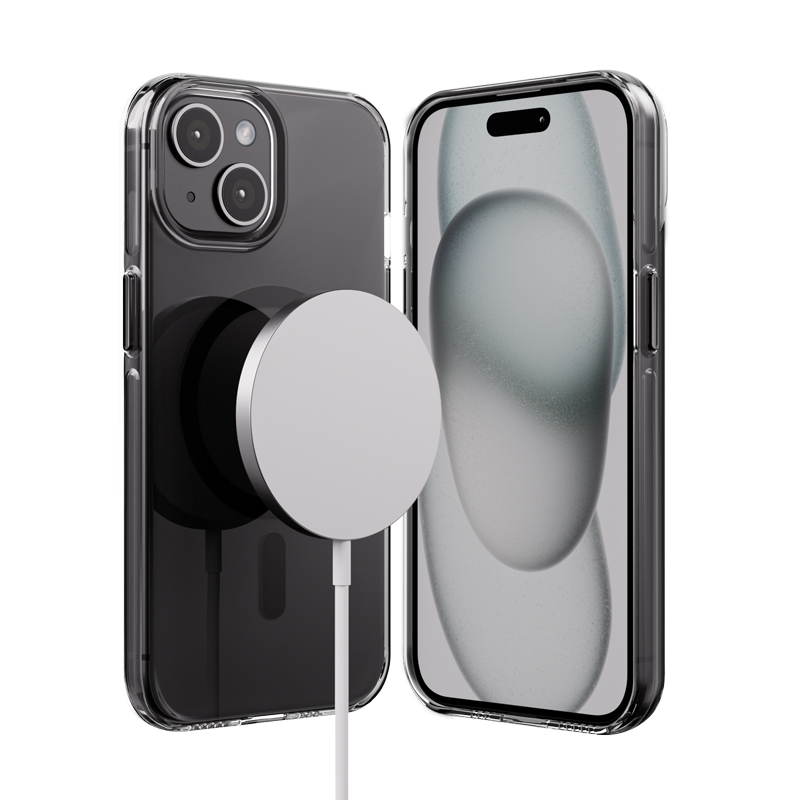 Crong Clear MAG Pro - iPhone 15 MagSafe maciņš (melns)
