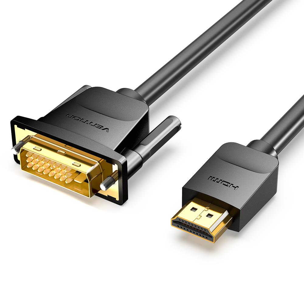 HDMI do DVI kabelis (24+1) Vention ABFBF 1m, 4K 60Hz/ 1080P 60Hz (melns)