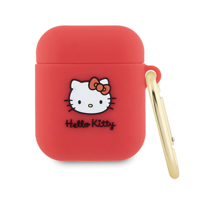 Hello Kitty Silikona 3D Kitty galvas viedtālruņa apvalks AirPods 1/2 - Fuksija