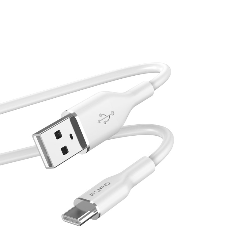 Puro Soft USB-A - USB-C kabelis 1.5m - balts
