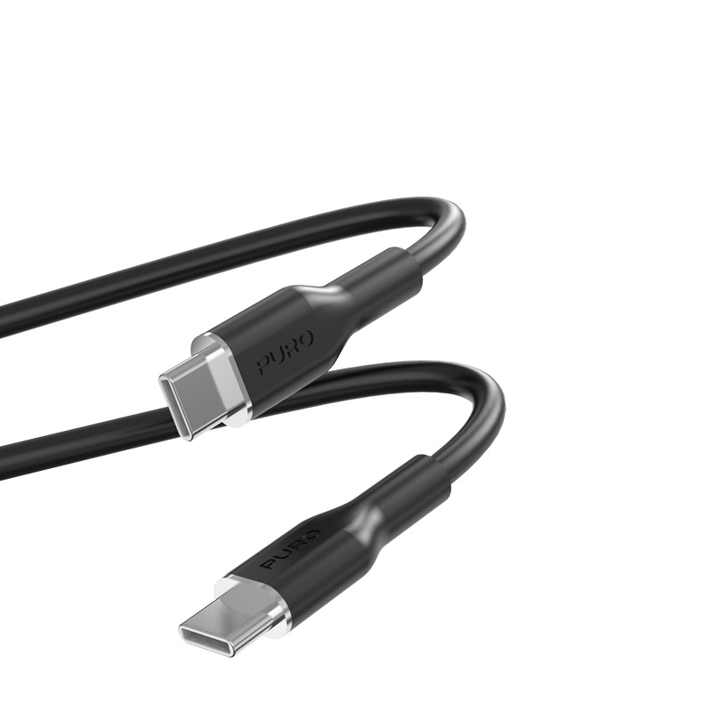 PURO ICON Soft kabelis - Kabel USB-C do USB-C 1,5 m (melns)