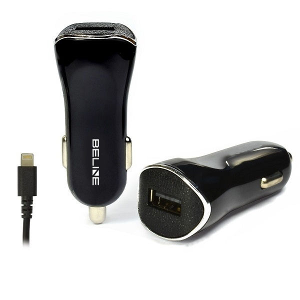 Beline auto lādētājs 1xUSB + lightning 1A iPhone 5/6/7/8/X melns