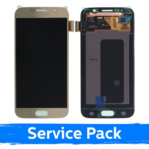 LCD Displejs Saderīgs ar Samsung G920 S6 Zeltains (Service Pack)