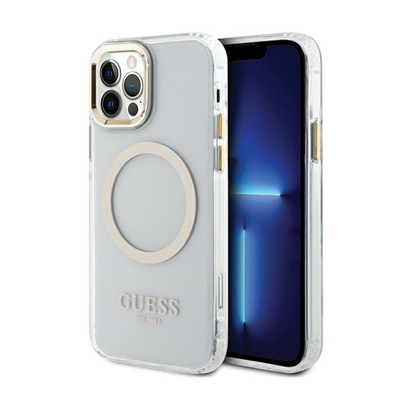 Guess GUHMP12MHTRMD iPhone 12/12 Pro 6.1" zelta/zelta hardcase Metal Outline Magsafe