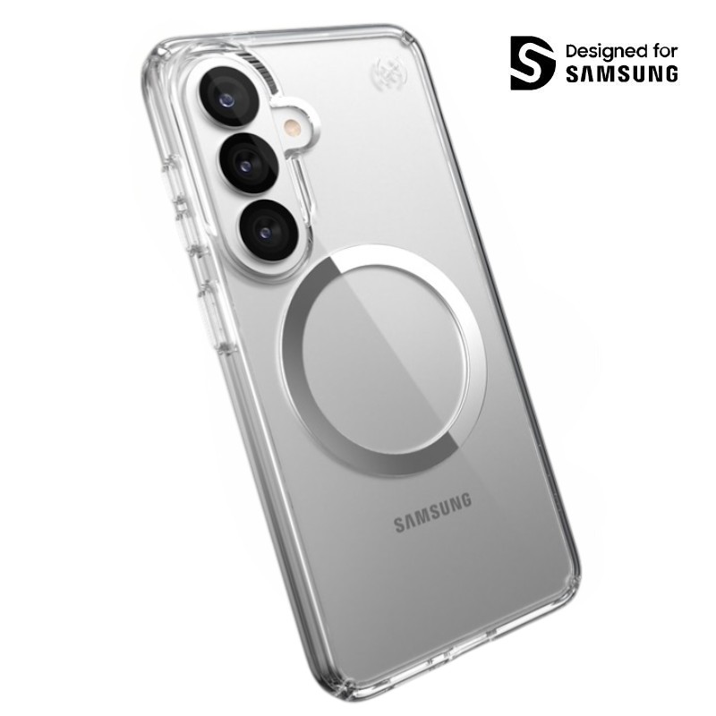 Speck Presidio Perfect-Clear Magnet - Samsung Galaxy S26 MagSafe maciņš (Clear/Clear/sudrabs)