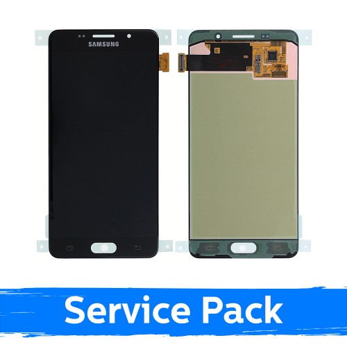 LCD Displejs Saderīgs ar Samsung A510 A5 2016 Melns (Service Pack)
