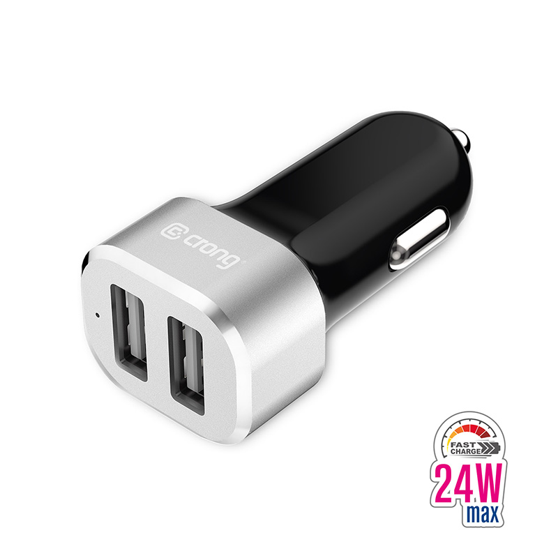 Crong Power auto lādētājs 24W - auto lādētājs 2xUSB 2.4A (aluminum)