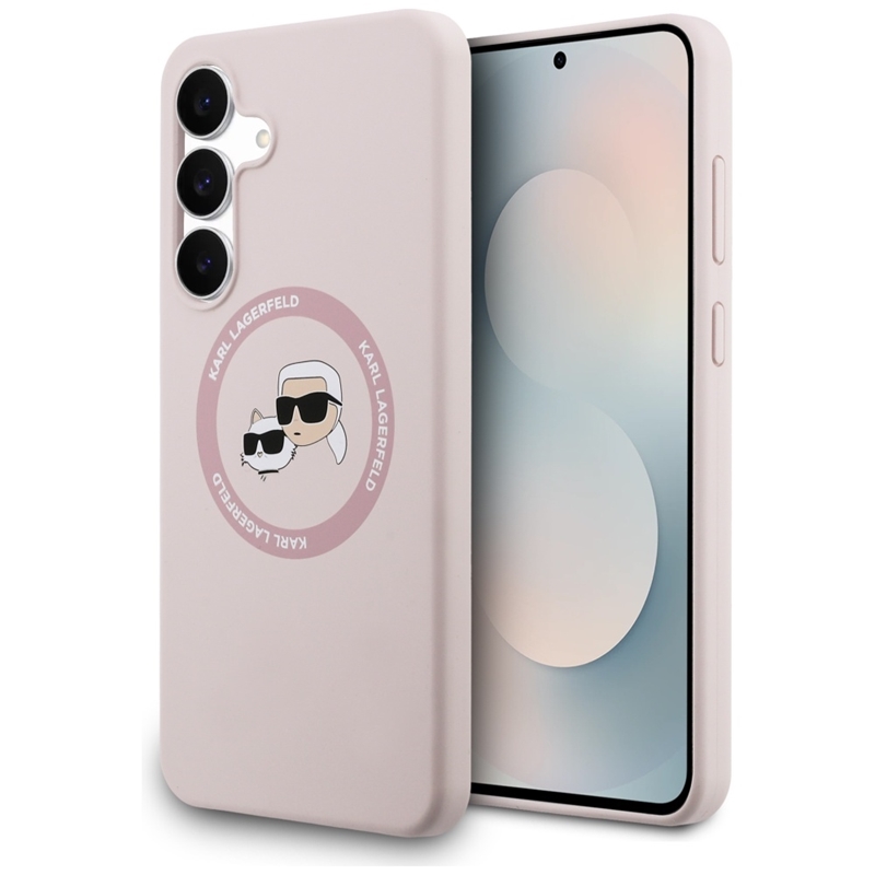 Karl Lagerfeld Silicone Karl & Choupette Heads MagSafe macins Samsung Galaxy S25 FE - roza