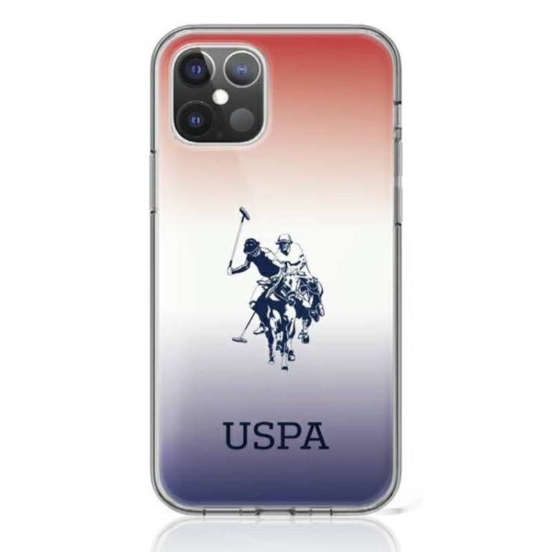 US Polo Assn. Gradient Pattern Collection iPhone 12 mini viedtālruņa apvalks - sarkans un zils