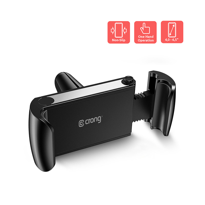 Crong universāls Smart Car turētājs – universāls car phone turētājs 4"-6.5" phones (melns)