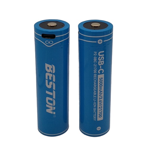 Rechargeable 21700 Size Baterija ar USB-C Port, 3.6V, 5000mAh, Li-Ion, 2pcs