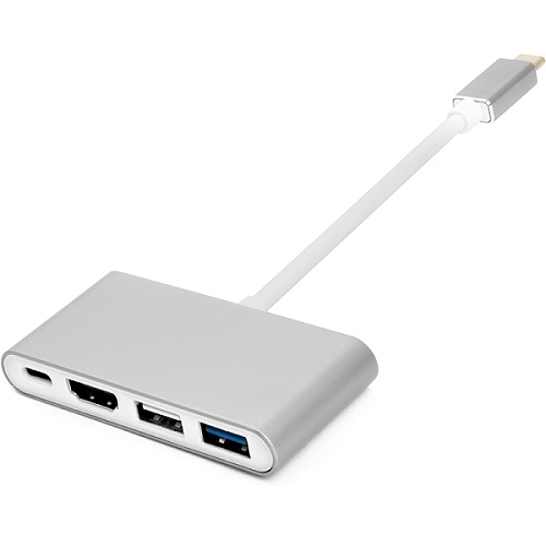 Adapteris Type-C (M) - HDMI, 4xUSB 2.0/3.0, Type-C (F)